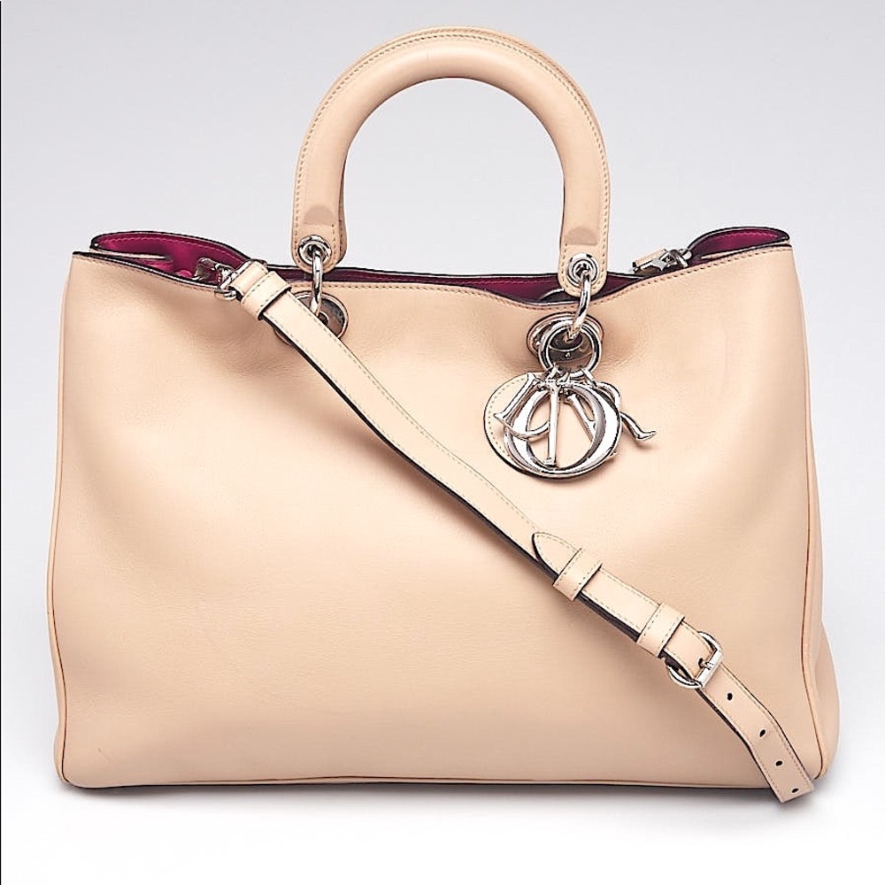Authentic DIOR Diorossima Large tote bag Beige/ Purple ♥️